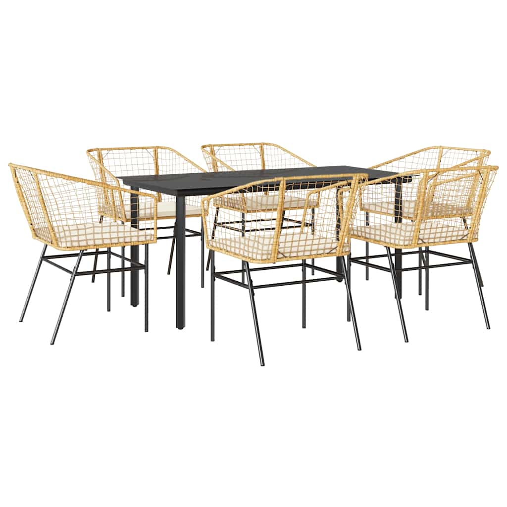 8721158867339_a_en_hd_1 vidaXL 7 Piece Garden Dining Set with Cushions Brown Poly Rattan Glass - Image 2