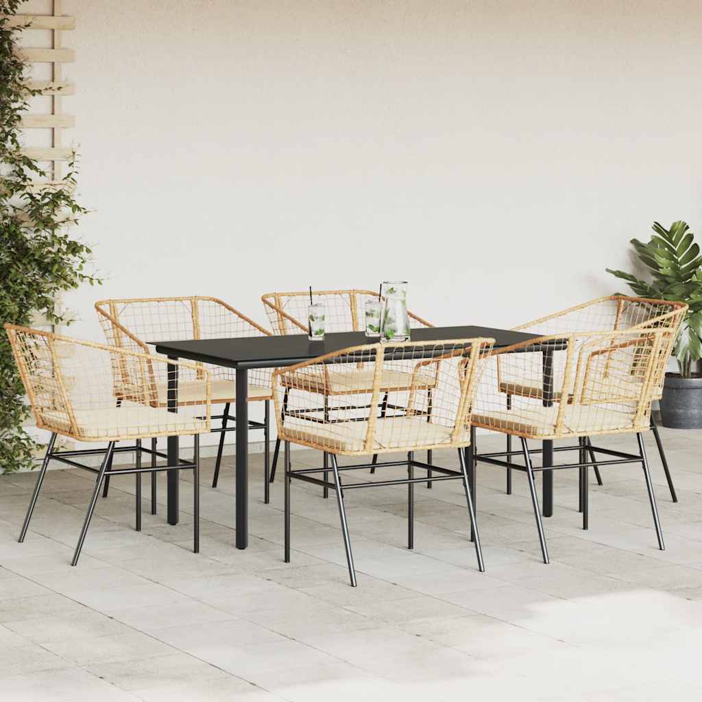 8721158867339_g_en_hd_1 vidaXL 7 Piece Garden Dining Set with Cushions Brown Poly Rattan Glass - Image 3