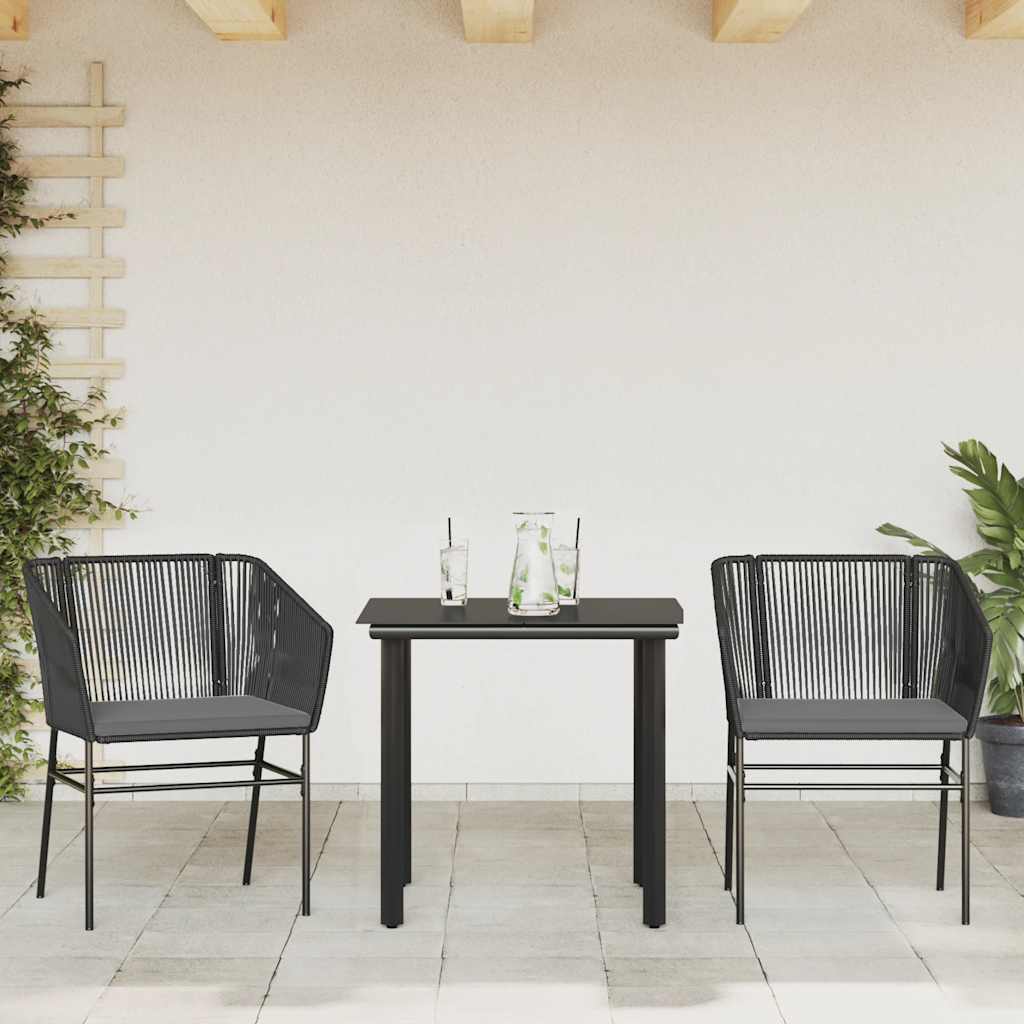 8721158867360_g_en_hd_1 vidaXL 3 Piece Garden Dining Set with Cushions Black Poly Rattan Glass - Image 3