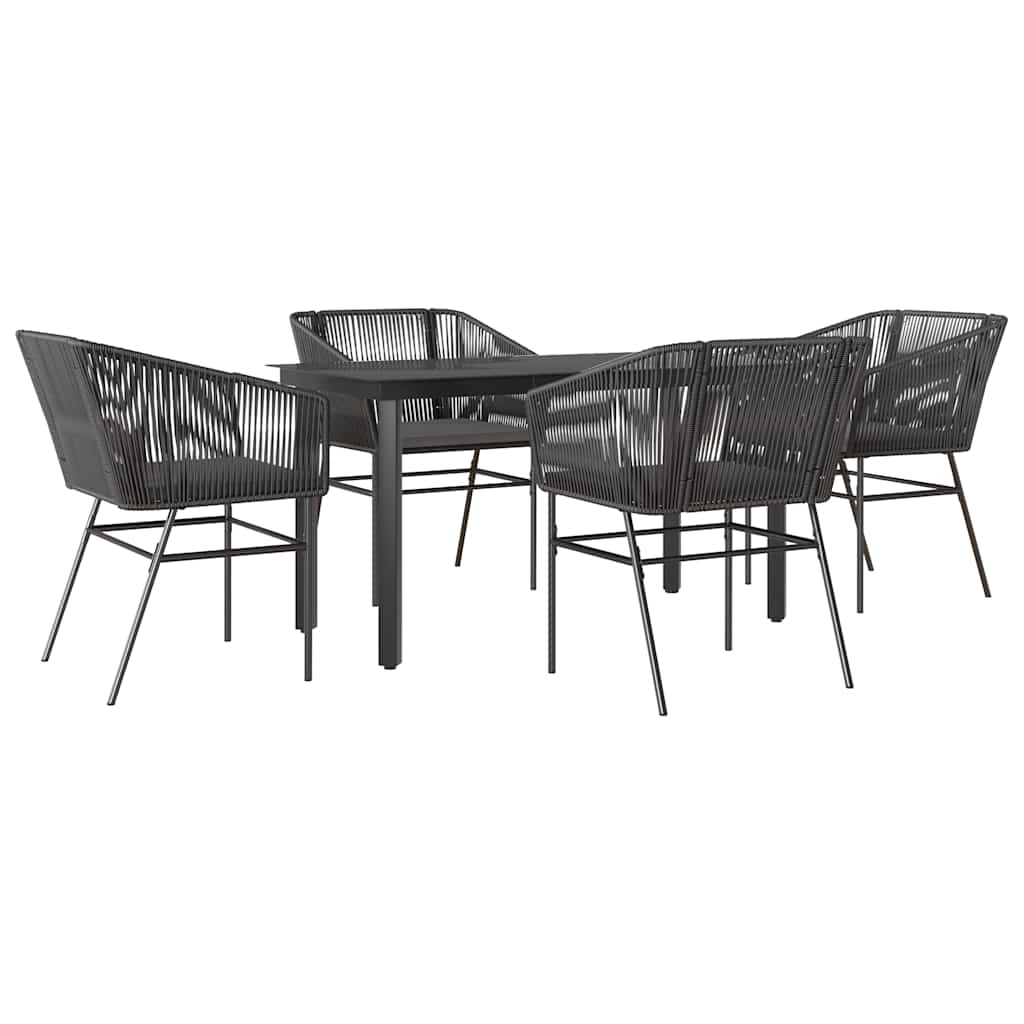 8721158867384_a_en_hd_1 vidaXL 5 Piece Garden Dining Set with Cushions Black Poly Rattan Glass - Image 2