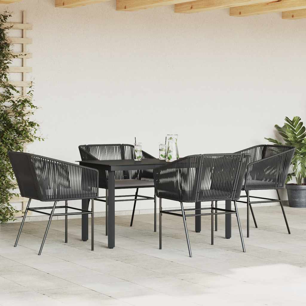 8721158867384_g_en_hd_1 vidaXL 5 Piece Garden Dining Set with Cushions Black Poly Rattan Glass - Image 3