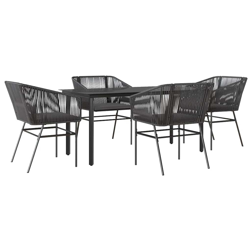 8721158867391_a_en_hd_1 vidaXL 5 Piece Garden Dining Set with Cushions Black Poly Rattan Glass - Image 2