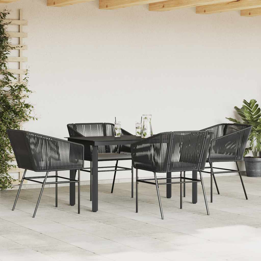 8721158867391_g_en_hd_1 vidaXL 5 Piece Garden Dining Set with Cushions Black Poly Rattan Glass - Image 3