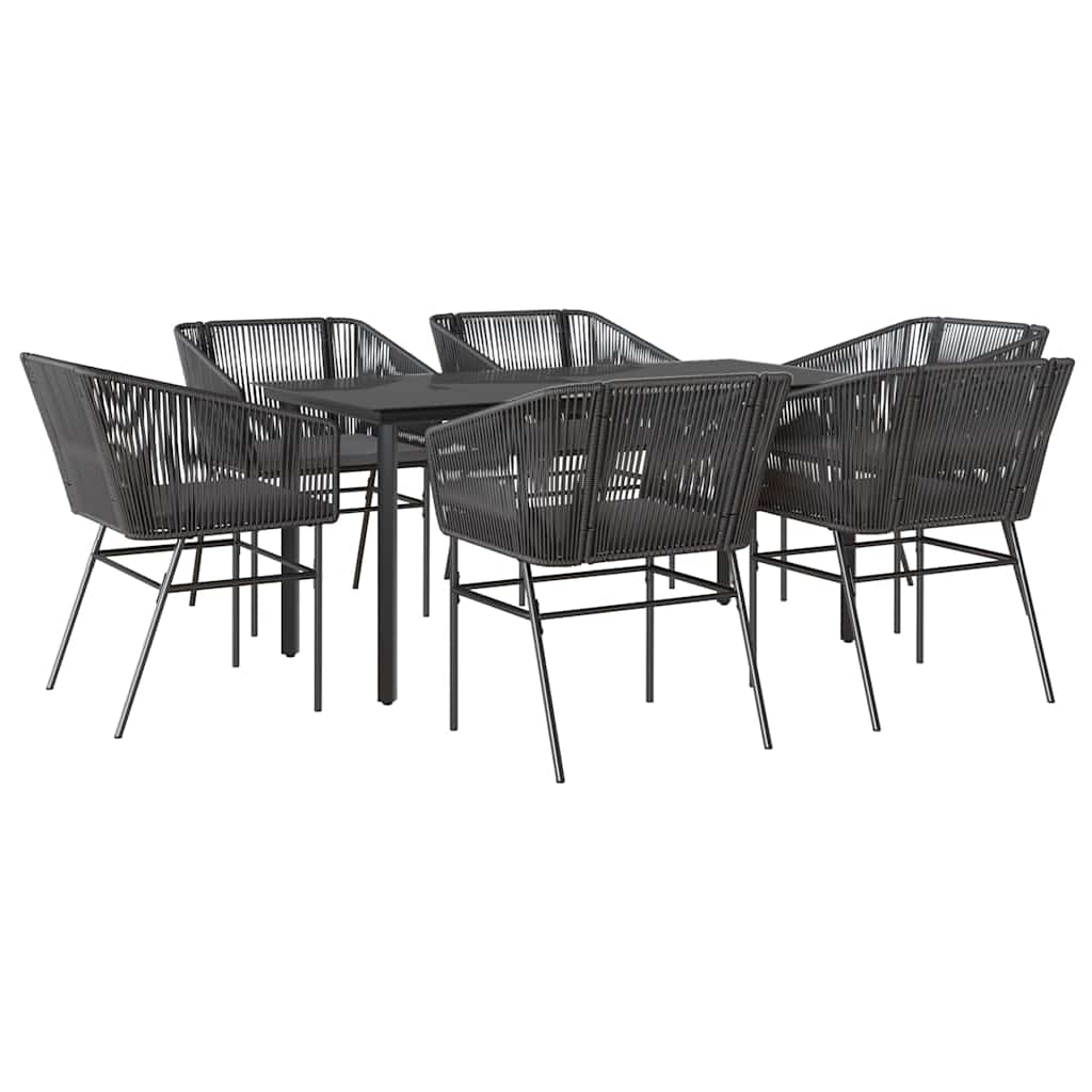 8721158867407_a_en_hd_1 vidaXL 7 Piece Garden Dining Set with Cushions Black Poly Rattan Glass - Image 2