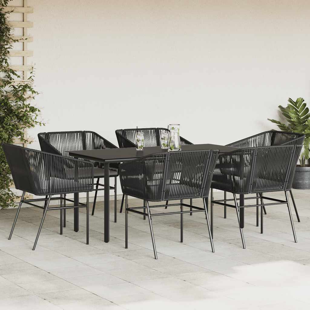 8721158867407_g_en_hd_1 vidaXL 7 Piece Garden Dining Set with Cushions Black Poly Rattan Glass - Image 3