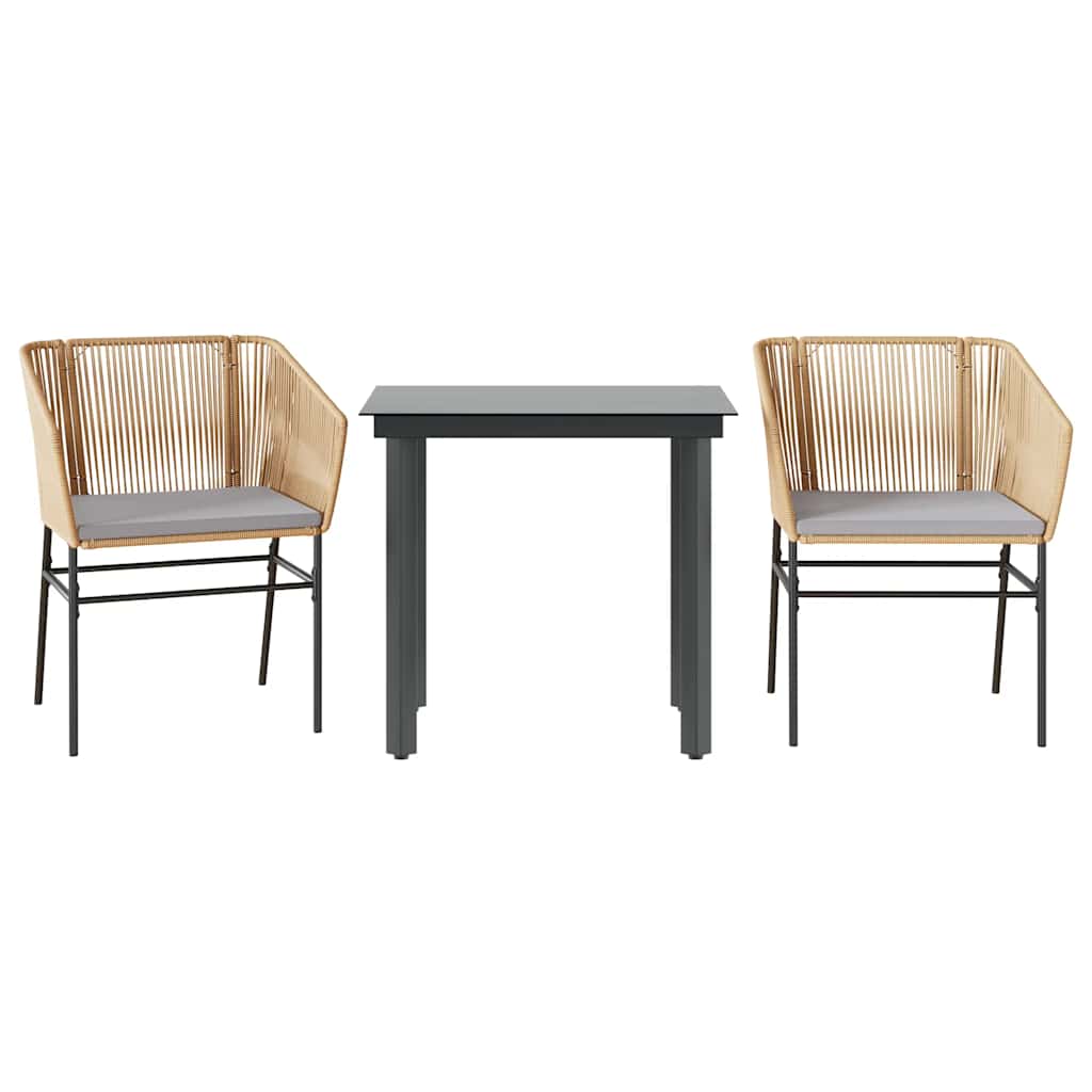 8721158867438_a_en_hd_1 vidaXL 3 Piece Garden Dining Set with Cushions Brown Poly Rattan Glass - Image 2