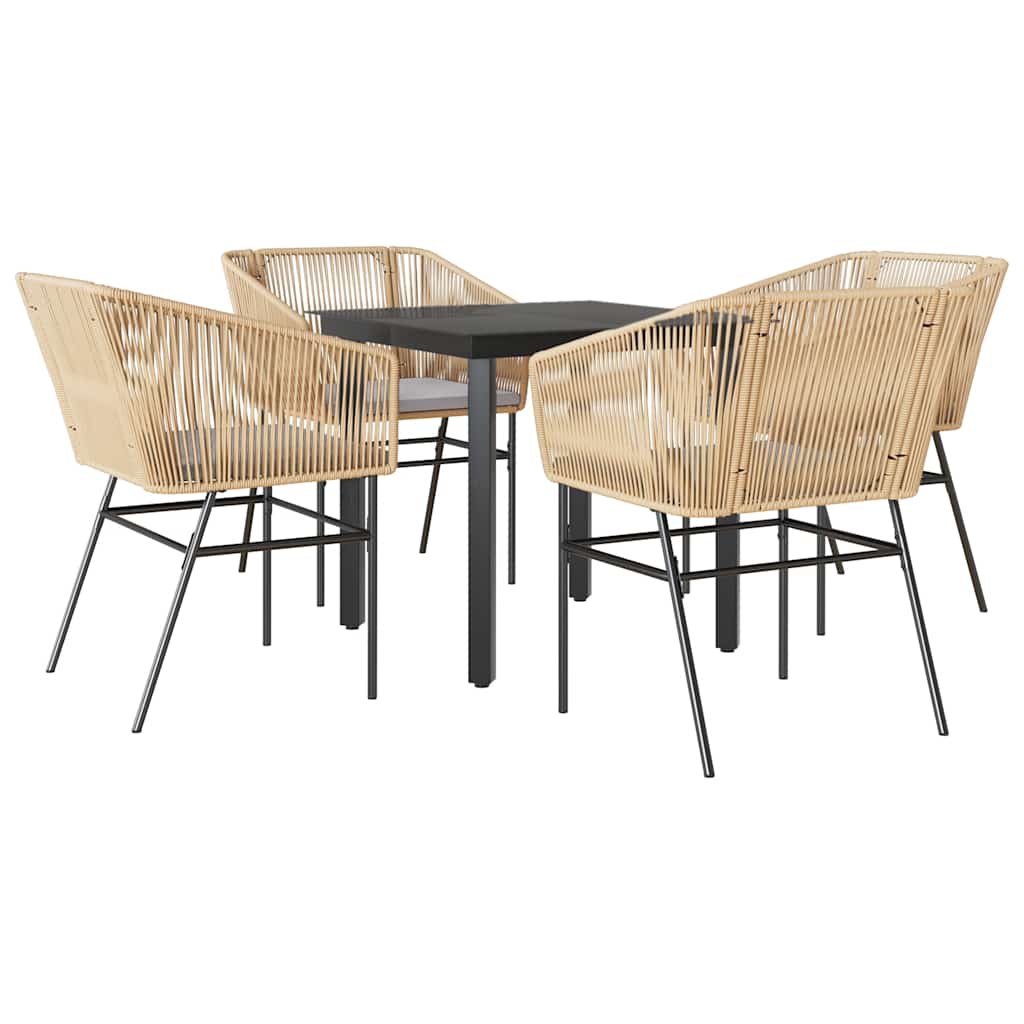 8721158867445_a_en_hd_1 vidaXL 5 Piece Garden Dining Set with Cushions Brown Poly Rattan Glass - Image 2