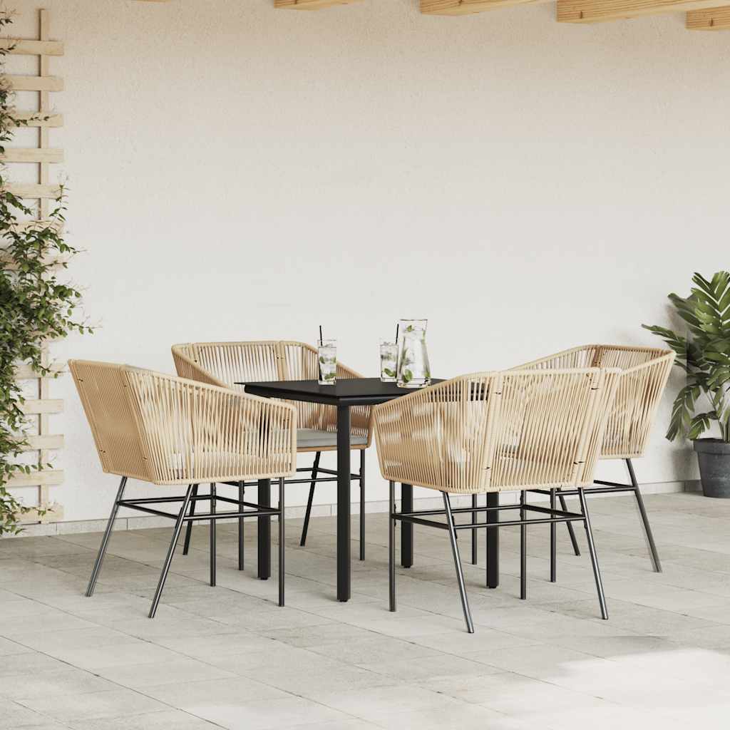 8721158867445_g_en_hd_1 vidaXL 5 Piece Garden Dining Set with Cushions Brown Poly Rattan Glass - Image 3