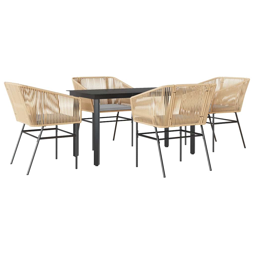 8721158867452_a_en_hd_1 vidaXL 5 Piece Garden Dining Set with Cushions Brown Poly Rattan Glass - Image 2