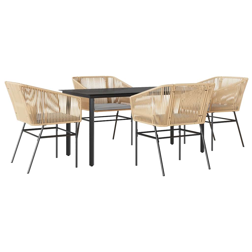 8721158867469_a_en_hd_1 vidaXL 5 Piece Garden Dining Set with Cushions Brown Poly Rattan Glass - Image 2