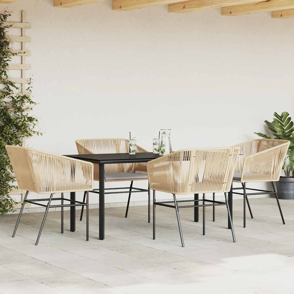 8721158867469_g_en_hd_1 vidaXL 5 Piece Garden Dining Set with Cushions Brown Poly Rattan Glass - Image 3