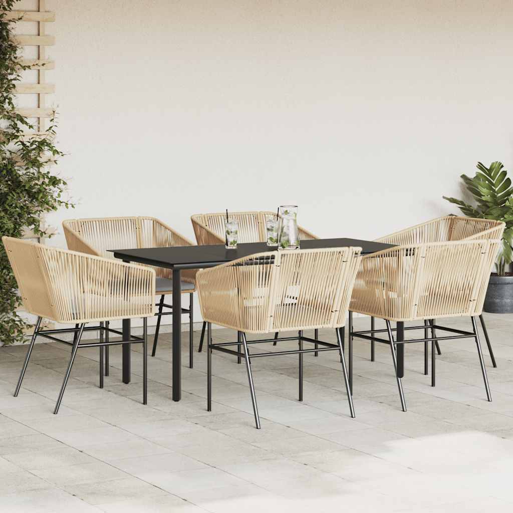 8721158867476_g_en_hd_1 vidaXL 7 Piece Garden Dining Set with Cushions Brown Poly Rattan Glass - Image 3