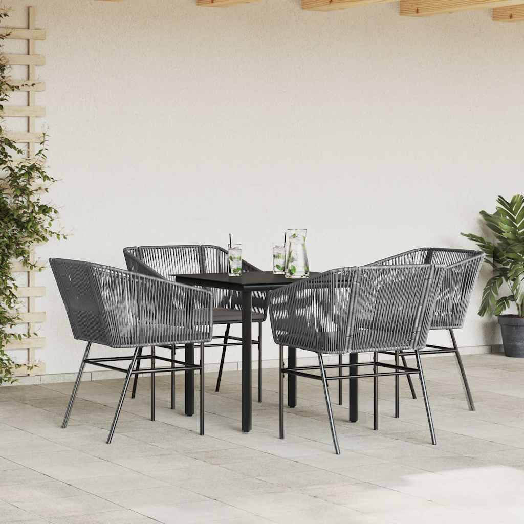 8721158867513_g_en_hd_1 vidaXL 5 Piece Garden Dining Set with Cushions Grey Poly Rattan Glass - Image 3