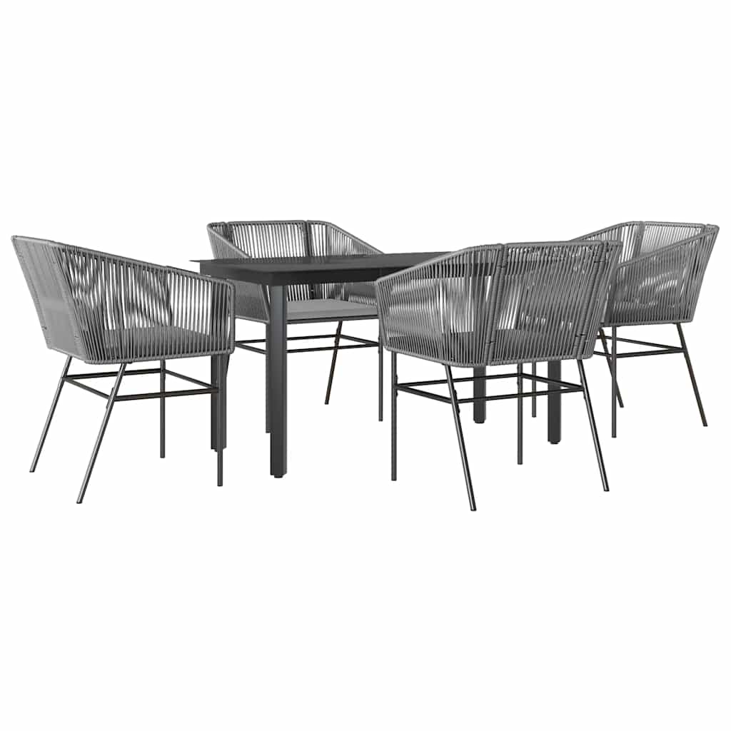 8721158867520_a_en_hd_1 vidaXL 5 Piece Garden Dining Set with Cushions Grey Poly Rattan Glass - Image 2