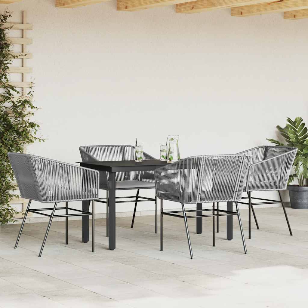 8721158867520_g_en_hd_1 vidaXL 5 Piece Garden Dining Set with Cushions Grey Poly Rattan Glass - Image 3