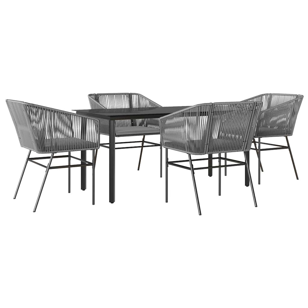 8721158867537_a_en_hd_1 vidaXL 5 Piece Garden Dining Set with Cushions Grey Poly Rattan Glass - Image 2