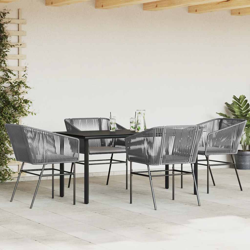8721158867537_g_en_hd_1 vidaXL 5 Piece Garden Dining Set with Cushions Grey Poly Rattan Glass - Image 3