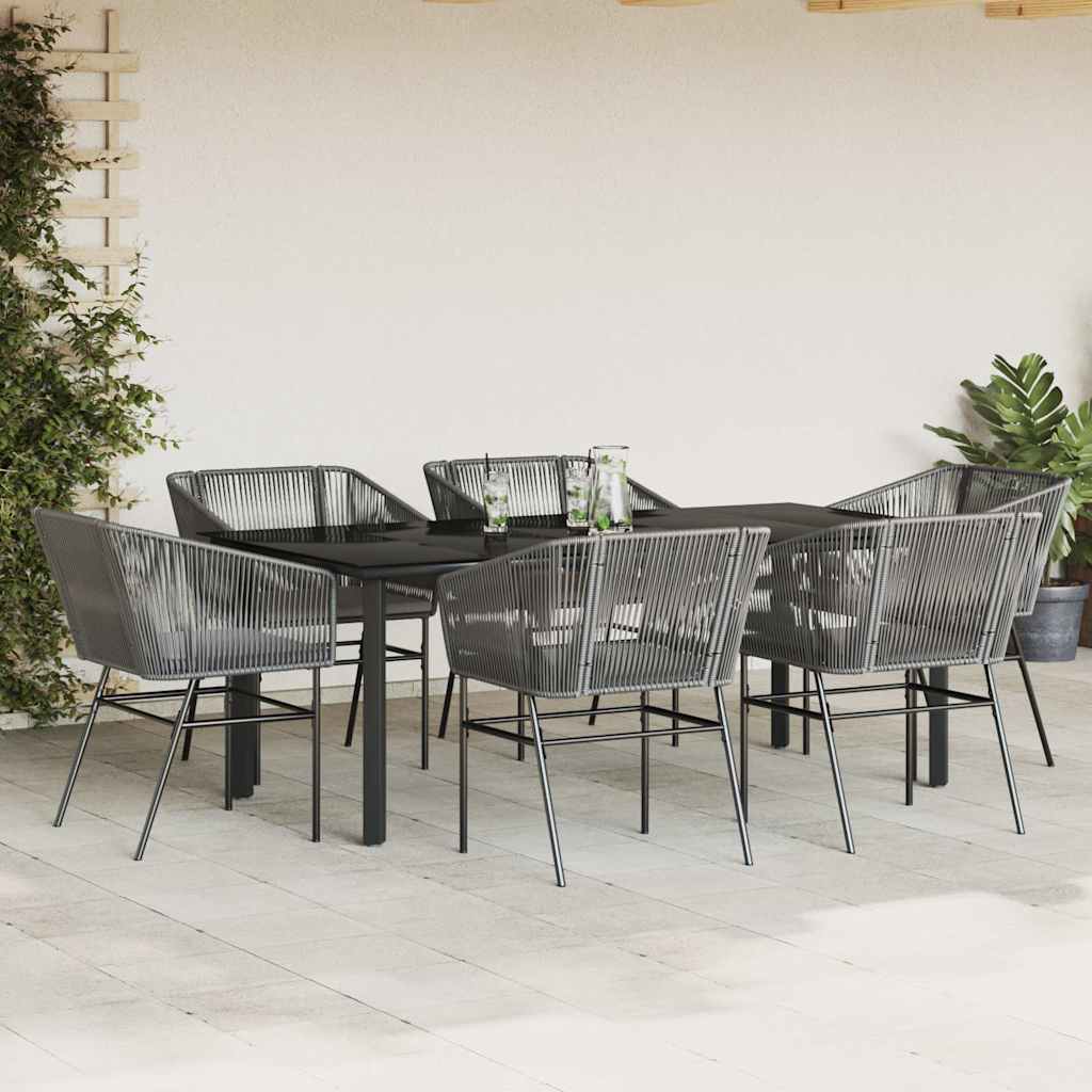 8721158867544_g_en_hd_1 vidaXL 7 Piece Garden Dining Set with Cushions Grey Poly Rattan Glass - Image 3