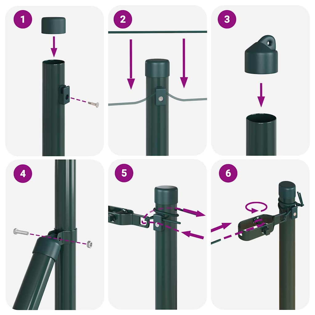 8721158876973_wbg-fu_en_hd_1 vidaXL Fence Posts Manual 13 pcs Green Ø32mm 80 cm Galvanised steel - Image 7