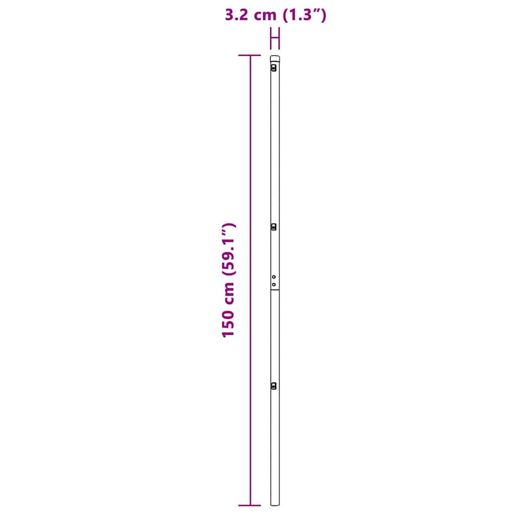 8721158877031_wbg-siz_en_hd_1 vidaXL Fence Posts Manual 13 pcs Green Ø32mm 150 cm Galvanised steel - Image 9