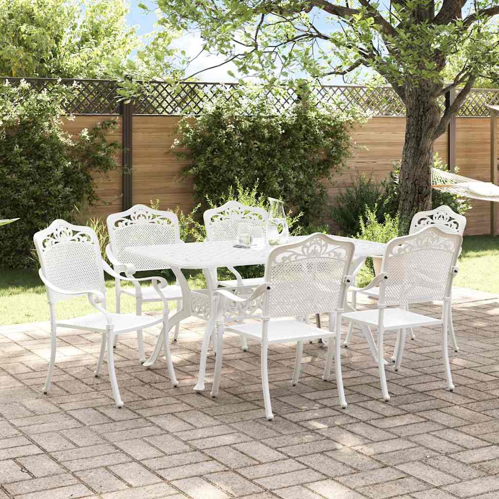 vidaXL Garden Dining Set 7 pcs White Aluminium