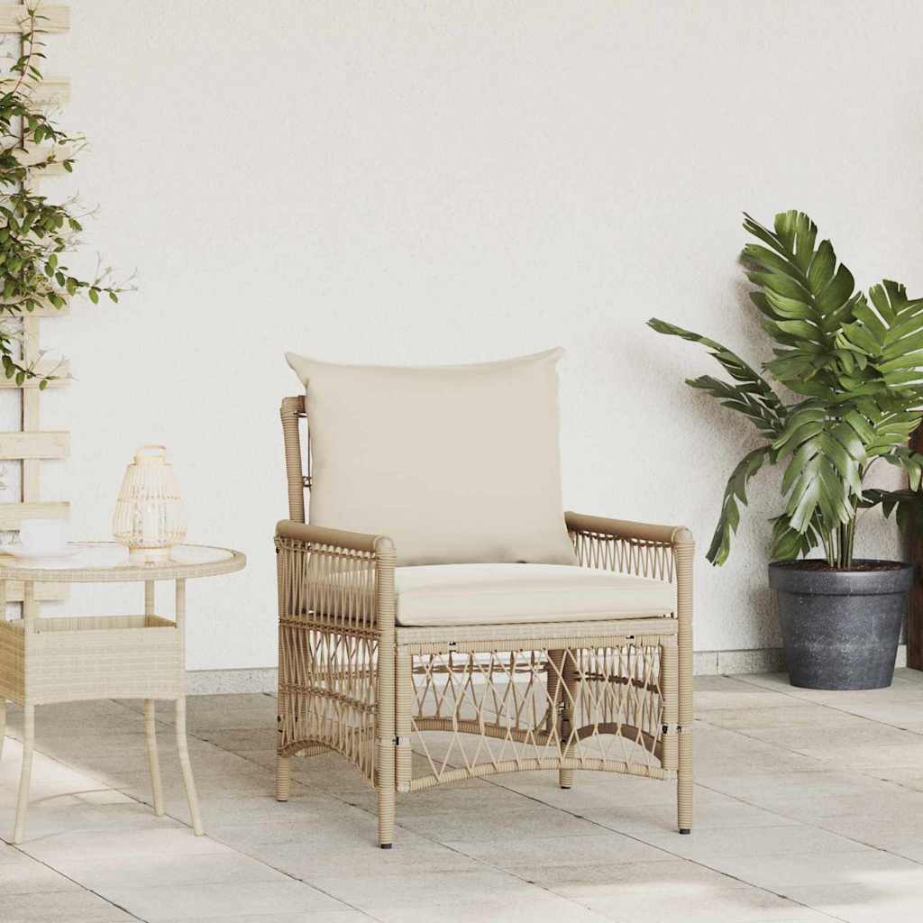 vidaXL Garden Chair Beige 60 x 70 x 78cm Poly Rattan
