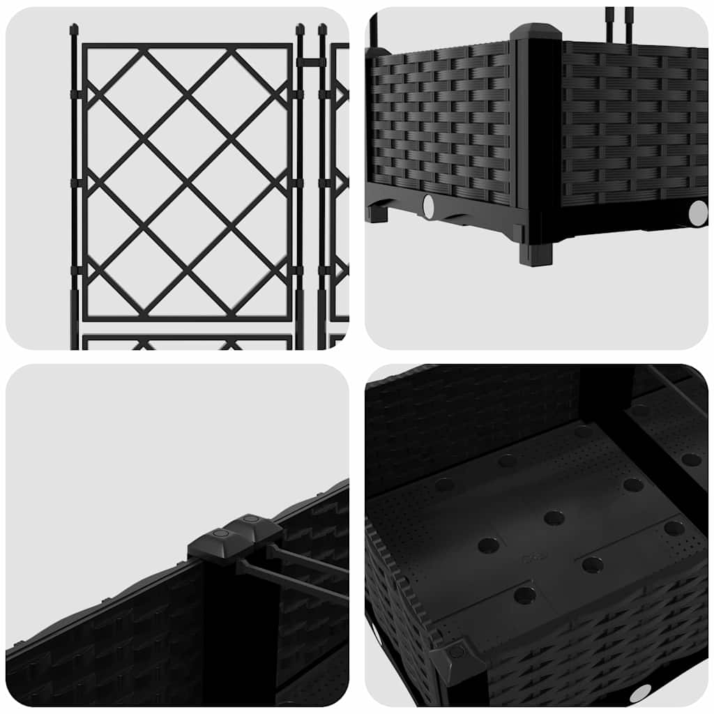 8721158886972_detail_en_hd_1 vidaXL Garden Planter with Trellis 3 pcs Black 120 x 40 x 125.5 cm PP - Image 8