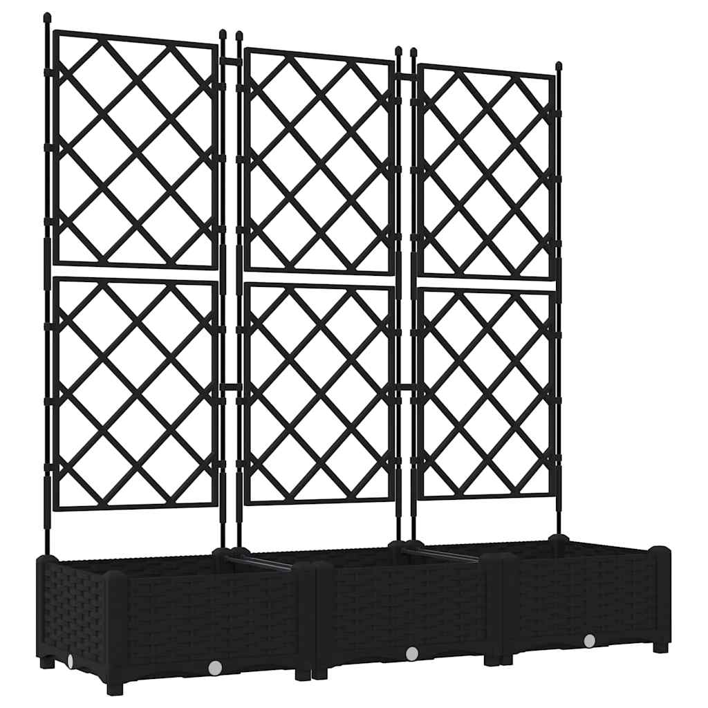 8721158886972_wbg-an-m_en_hd_1 vidaXL Garden Planter with Trellis 3 pcs Black 120 x 40 x 125.5 cm PP - Image 2