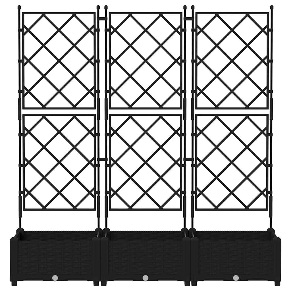 8721158886972_wbg-fr_en_hd_3 vidaXL Garden Planter with Trellis 3 pcs Black 120 x 40 x 125.5 cm PP - Image 5