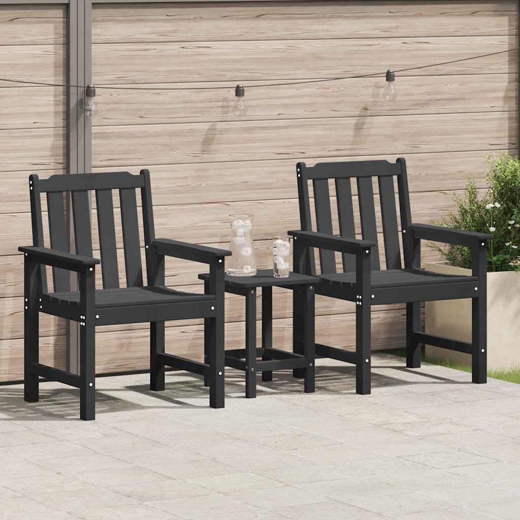 vidaXL Garden Dining Chair. 2 pcs Black 65.5 x 59 x 88cm HDPE