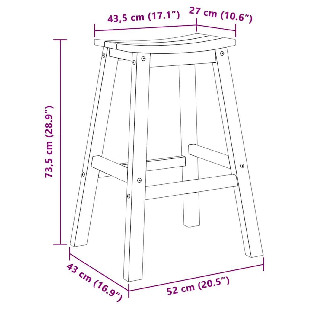 8721158890450_wbg-siz_en_hd_1 vidaXL Bar Stool 2 pcs Black 52 x 43 x 73.5cm HDPE - Image 10