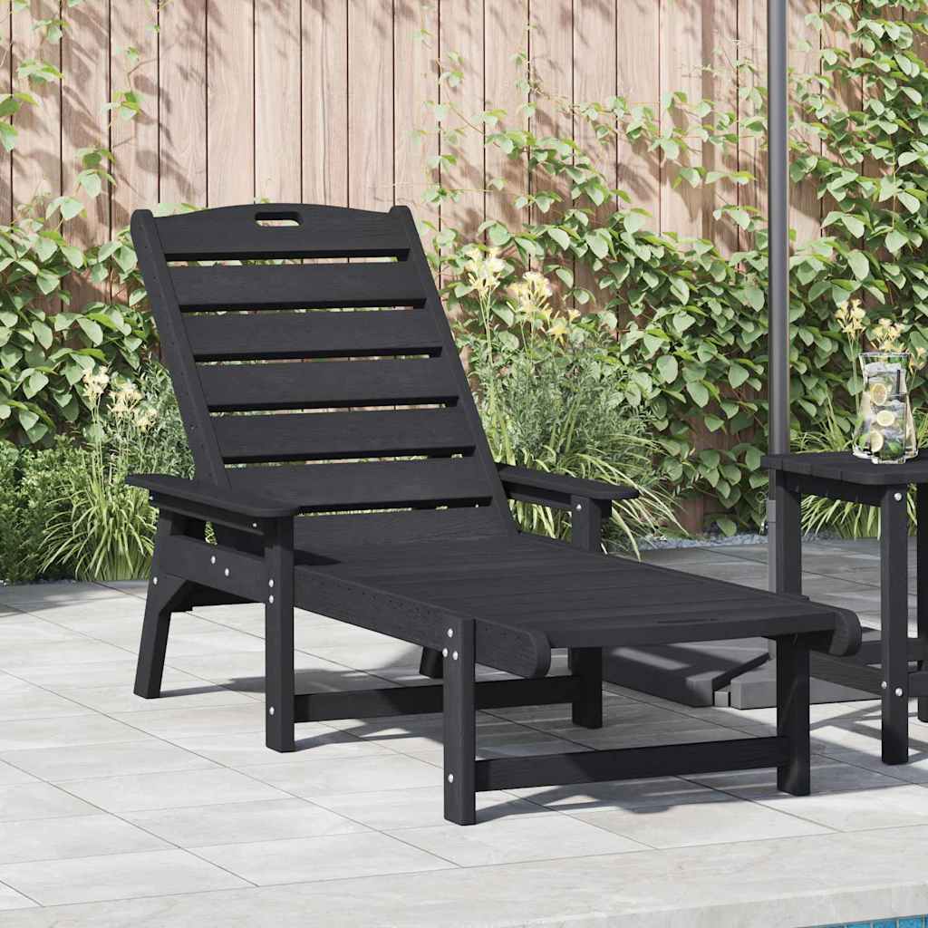 vidaXL Sun Lounger Black 73.5 x 92 x 90cm Plastic