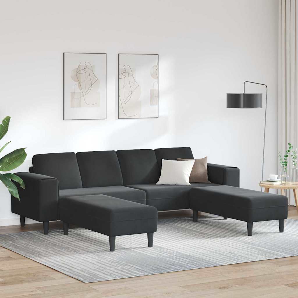 vidaXL Sofa Set 3 pcs Black Velvet