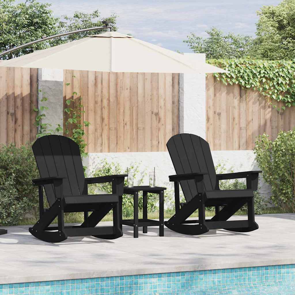 vidaXL Adirondack Rocking Chairs 2 pcs Black HDPE