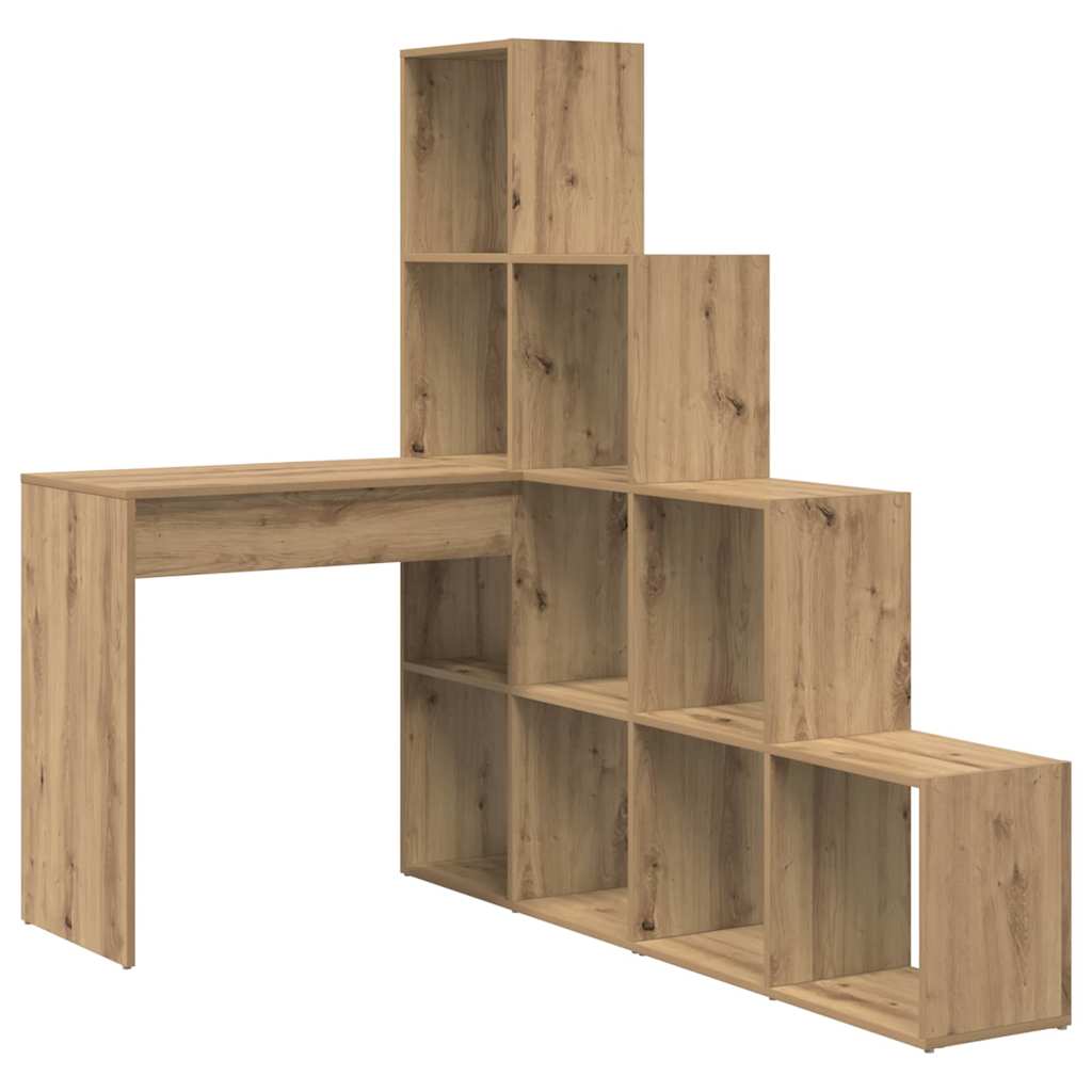 8721158934239_wbg-an-m_en_hd_1 vidaXL Corner Desk with Shelf Artisan oak 101.5 x 149.5 x 149.5 cm - Image 2