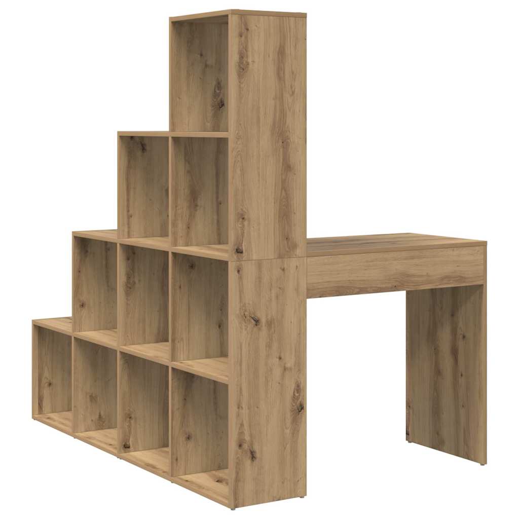 8721158934239_wbg-ba_en_hd_2 vidaXL Corner Desk with Shelf Artisan oak 101.5 x 149.5 x 149.5 cm - Image 7