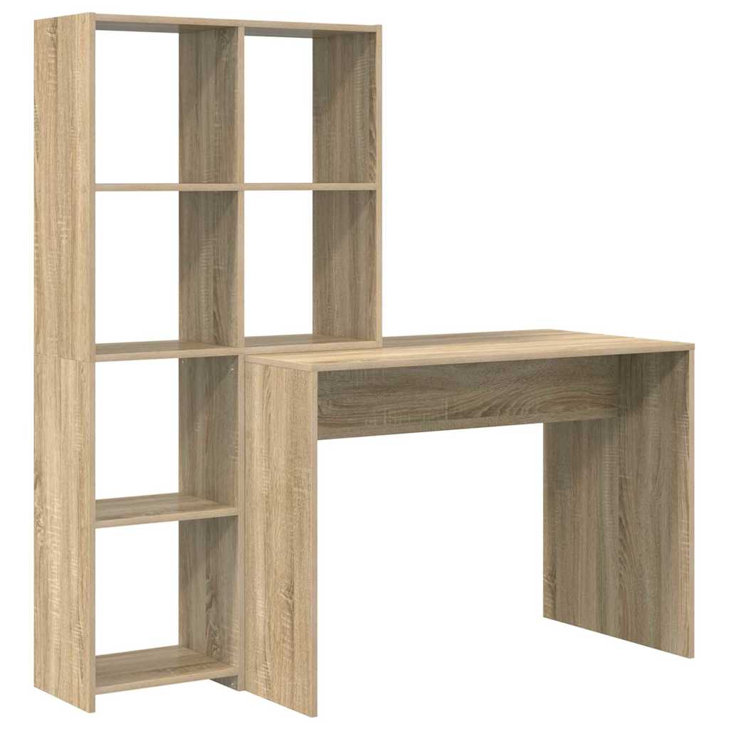 8721158934260_wbg-an-m_en_hd_1 vidaXL Desk with Shelf Sonoma oak 138.5 x 55 x 143 cm Engineered wood - Image 2