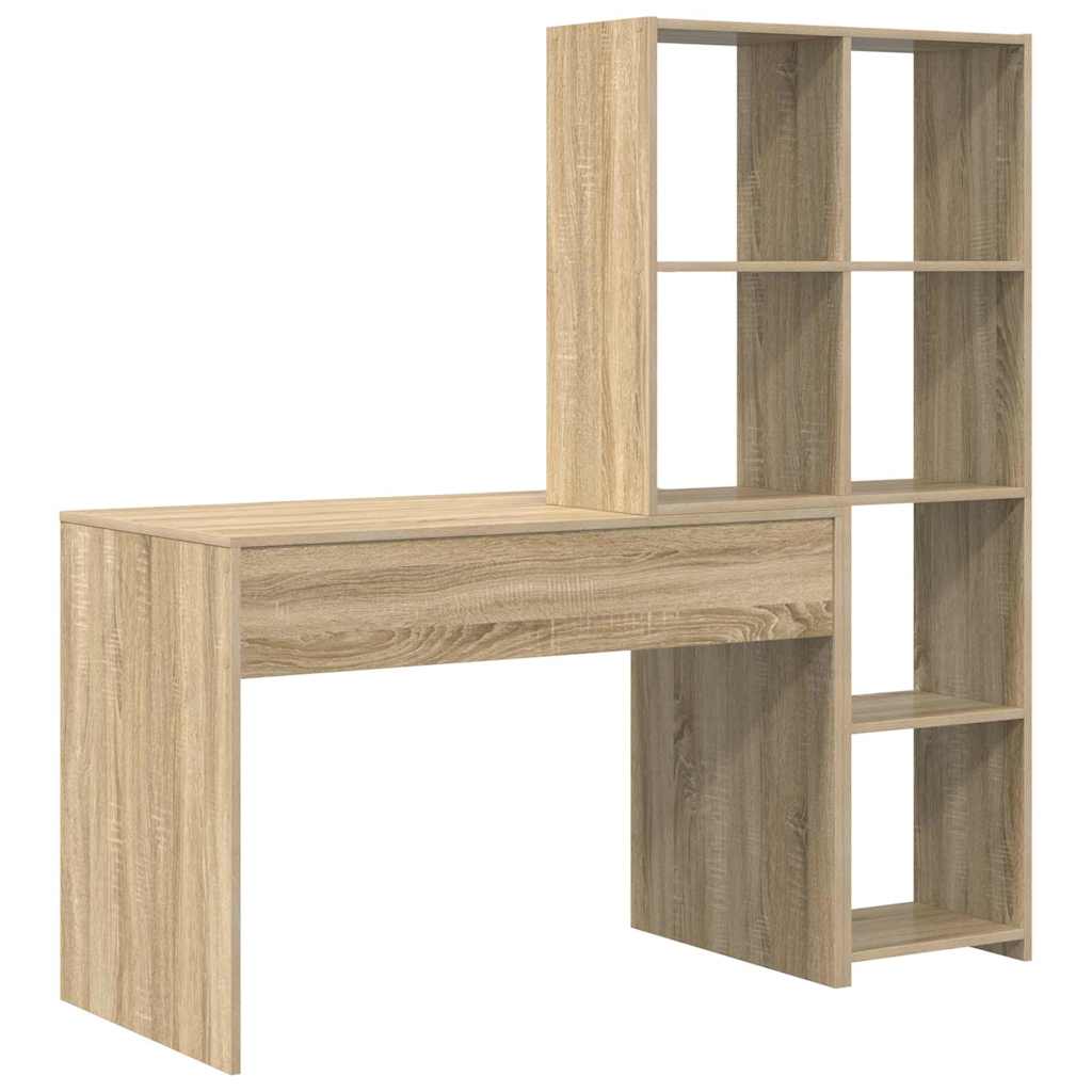 8721158934260_wbg-ba_en_hd_2 vidaXL Desk with Shelf Sonoma oak 138.5 x 55 x 143 cm Engineered wood - Image 7