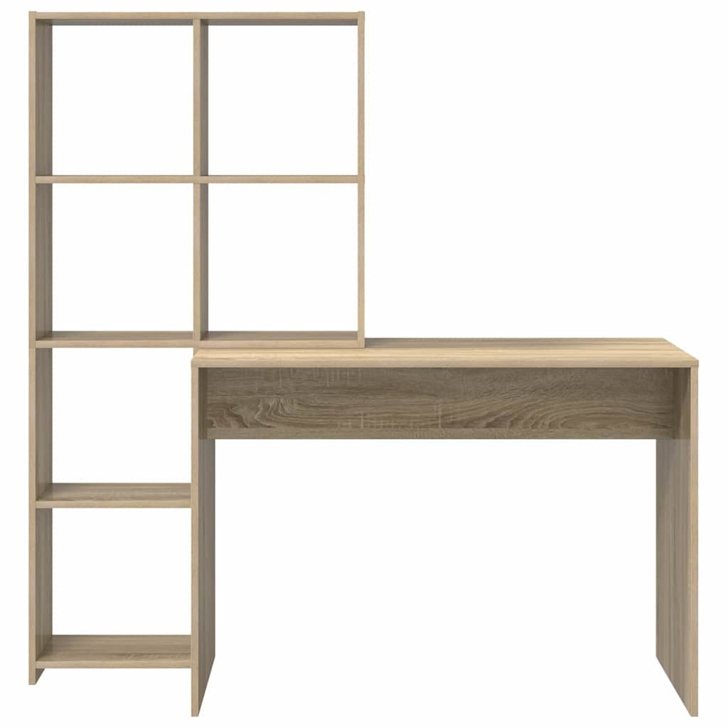 8721158934260_wbg-fr_en_hd_3 vidaXL Desk with Shelf Sonoma oak 138.5 x 55 x 143 cm Engineered wood - Image 5