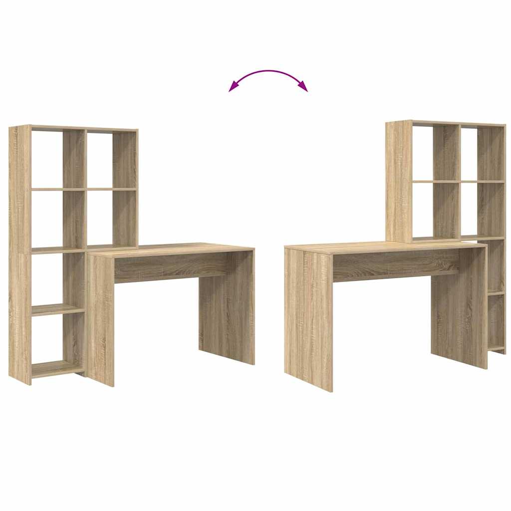 8721158934260_wbg-fu_en_hd_1 vidaXL Desk with Shelf Sonoma oak 138.5 x 55 x 143 cm Engineered wood - Image 9