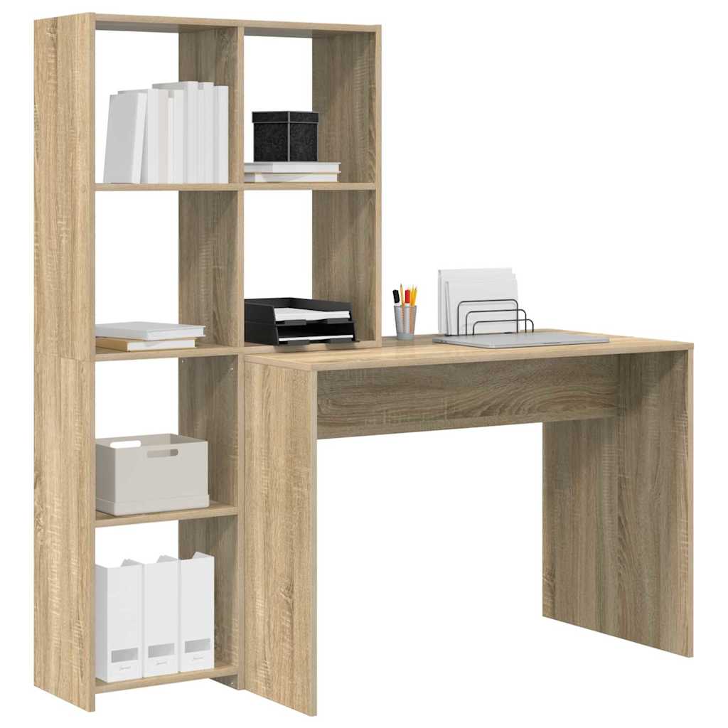 8721158934260_wbg-mo_en_hd_1 vidaXL Desk with Shelf Sonoma oak 138.5 x 55 x 143 cm Engineered wood - Image 3