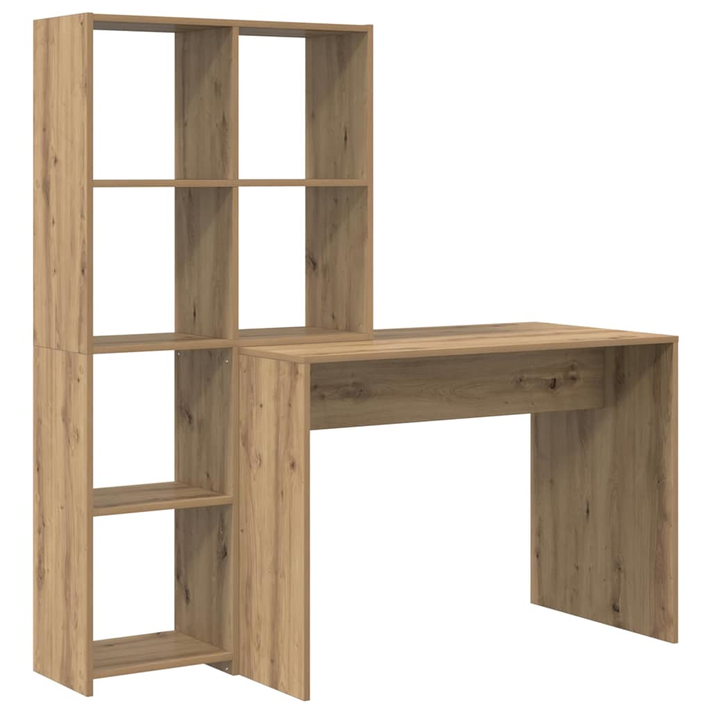8721158934314_wbg-an-m_en_hd_1 vidaXL Desk with Shelf Artisan oak 138.5 x 55 x 143 cm Engineered wood - Image 2