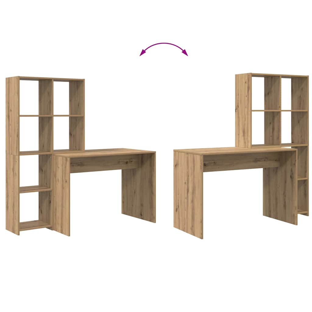 8721158934314_wbg-fu_en_hd_1 vidaXL Desk with Shelf Artisan oak 138.5 x 55 x 143 cm Engineered wood - Image 9