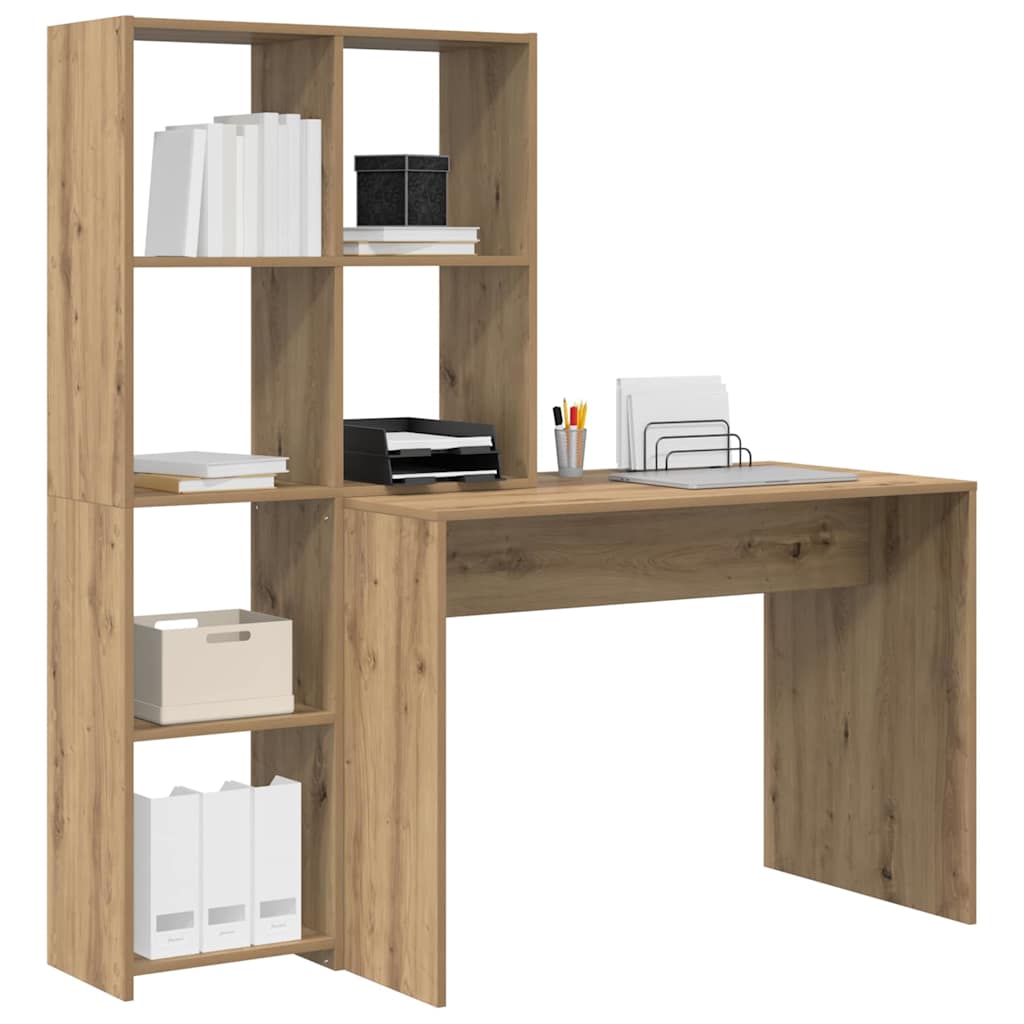 8721158934314_wbg-mo_en_hd_1 vidaXL Desk with Shelf Artisan oak 138.5 x 55 x 143 cm Engineered wood - Image 3