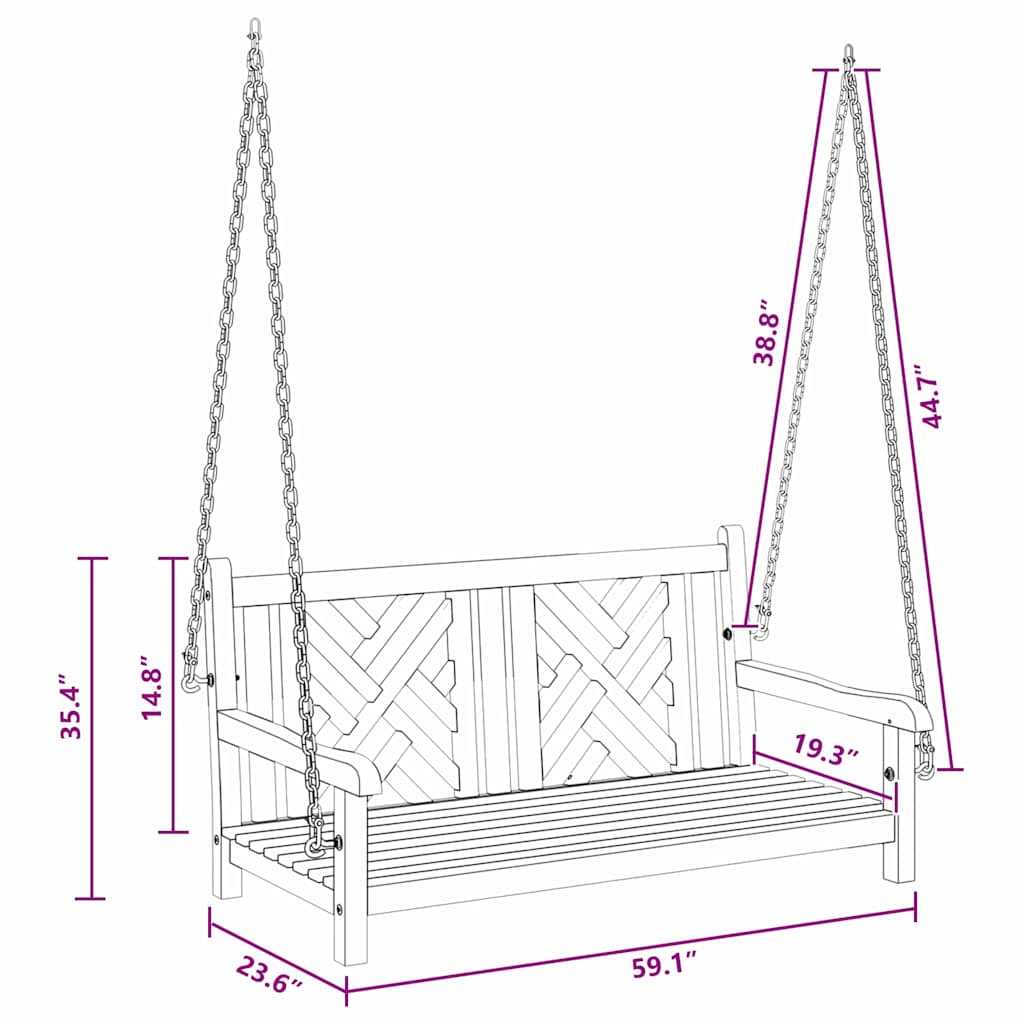 8721158938688_wbg-siz_en_hd_1 vidaXL Swing Bench Other Brown 114 x 60 x 64 cm Solid teak wood - Image 9