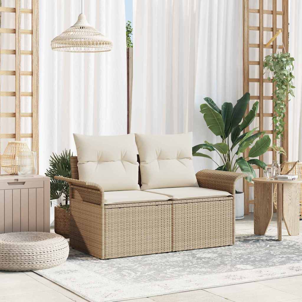 8721158938732_mo-im_en_hd_1 vidaXL Garden Sofa with Cushion Beige 141 x 62 x 69 cm Poly Rattan - Image 1
