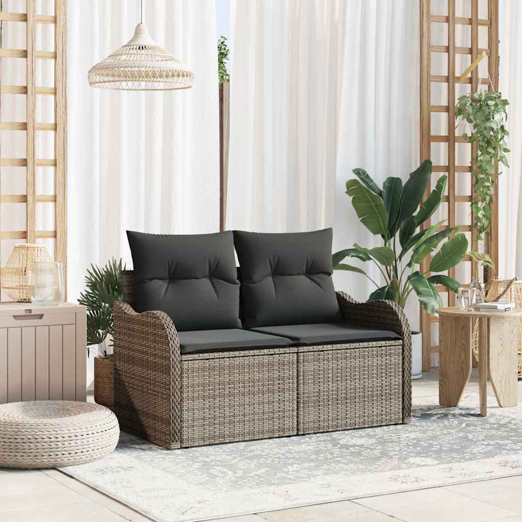 8721158938916_mo-im_en_hd_1 vidaXL Garden Sofa with Cushion Grey 121 x 62 x 69cm Poly Rattan - Image 1