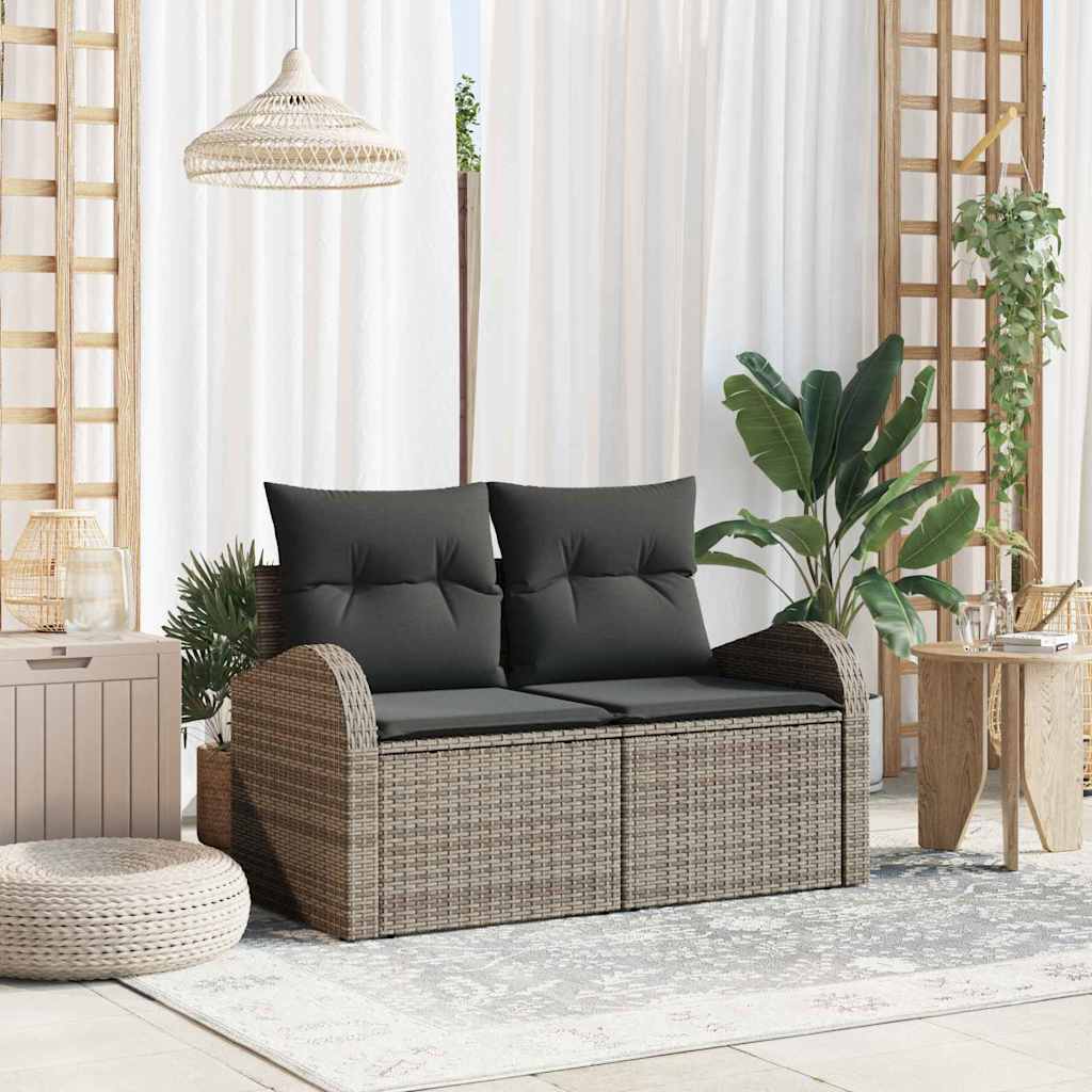 8721158939210_mo-im_en_hd_1 vidaXL Garden Sofa with Cushion Grey 124 x 62 x 69cm Poly Rattan - Image 1