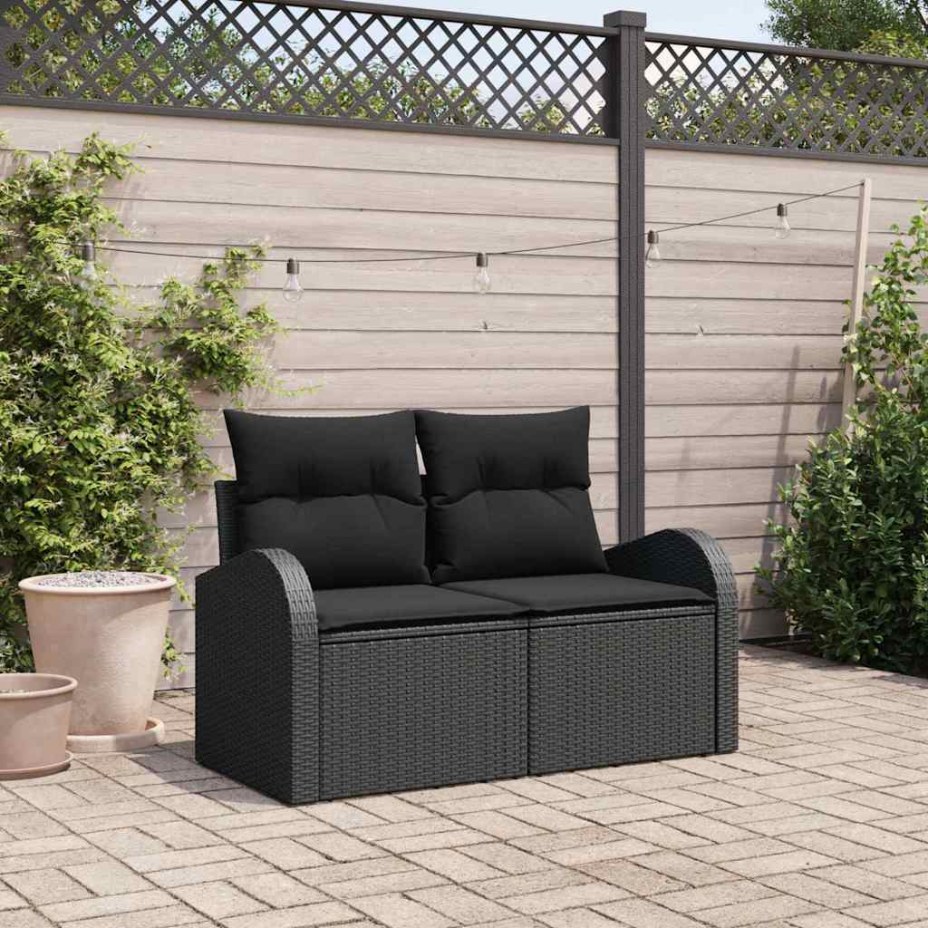 8721158939289_mo-im_en_hd_1 vidaXL Garden Sofa with Cushion Black 124 x 62 x 69cm Poly Rattan - Image 1