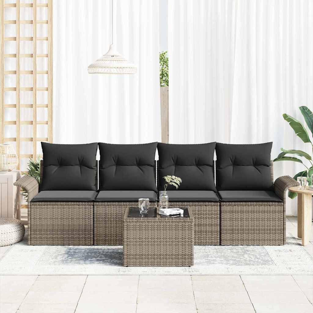 8721158948151_mo-im_en_hd_2 vidaXL Garden Sofa Set 5 pcs Grey Poly rattan - Image 3